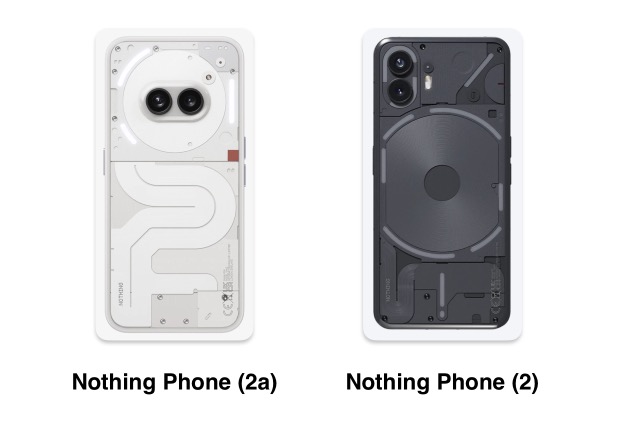Nothing Phone (2a)とNothing Phone (2)の外観の違い